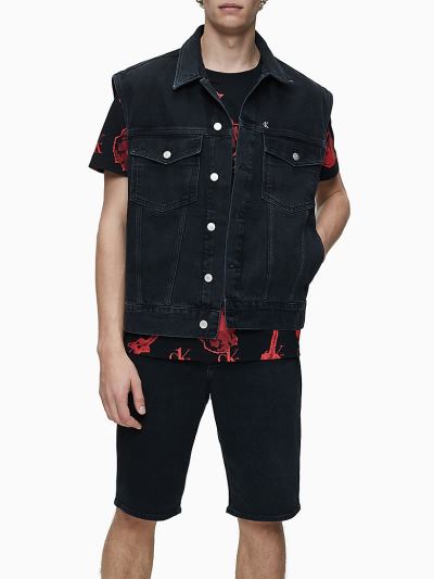 Calvin Klein Ruhák HU889432 | Calvin Klein CK ONE Oversized Férfi Farmer Mellény Fekete / Szürke